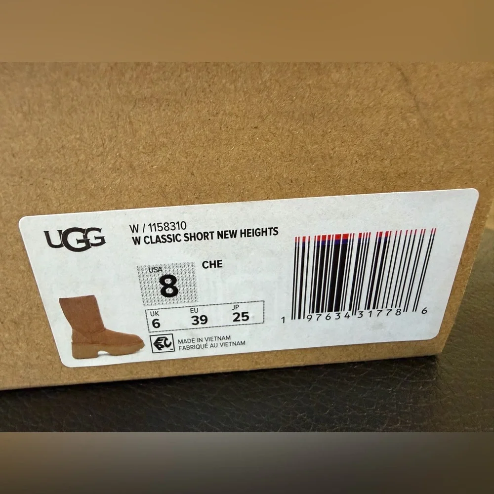 UGG Classic Short New Heights Women's Size 8 Chestnut Platform Boots NIB - Picture 5 of 6